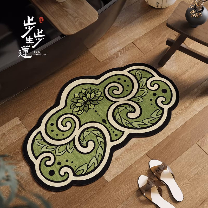Diatom mud bathroom mat new Chinese lotus absorbent quick-drying foot mat special-shaped bathroom door wear-resistant carpet