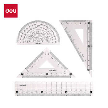 得力学生套尺透明亚克力尺子绘图四件套学生套尺透明亚克力尺子绘图四件套三角尺直尺量角器套装实付1.1元到手包邮