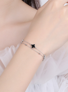 四叶草手链女新款五花手环双层轻奢小众高级感七夕生日礼物送女友