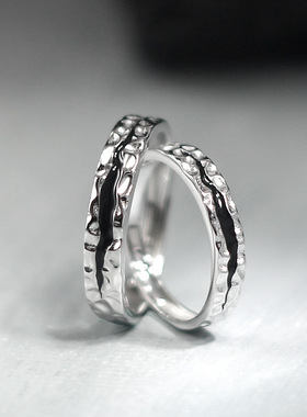 原创设计深渊情侣对戒潮男女时尚个性ins冷淡风指环S925纯银戒指