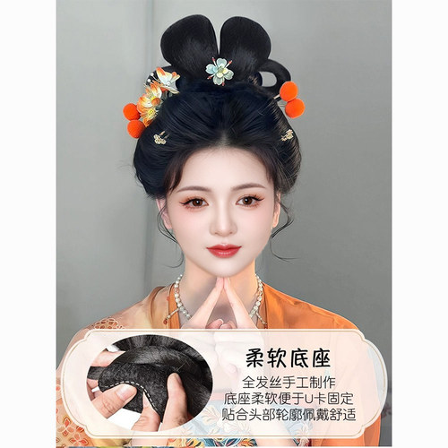 汉服头饰发包小太平发髻古风古装懒人发饰一体式全套女发型造型 - 图2