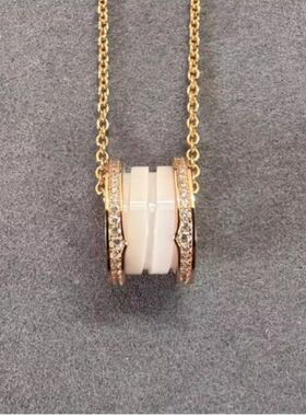 S925银小红人慈善款男女黑陶瓷宽版弹簧小蛮腰锁骨链情侣款纯银