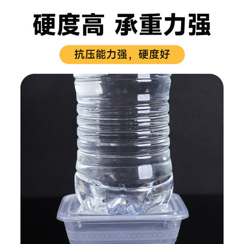 一次性打包盒食品级塑料长方形带盖透明商用餐盒快餐饭盒水果四格 - 图1