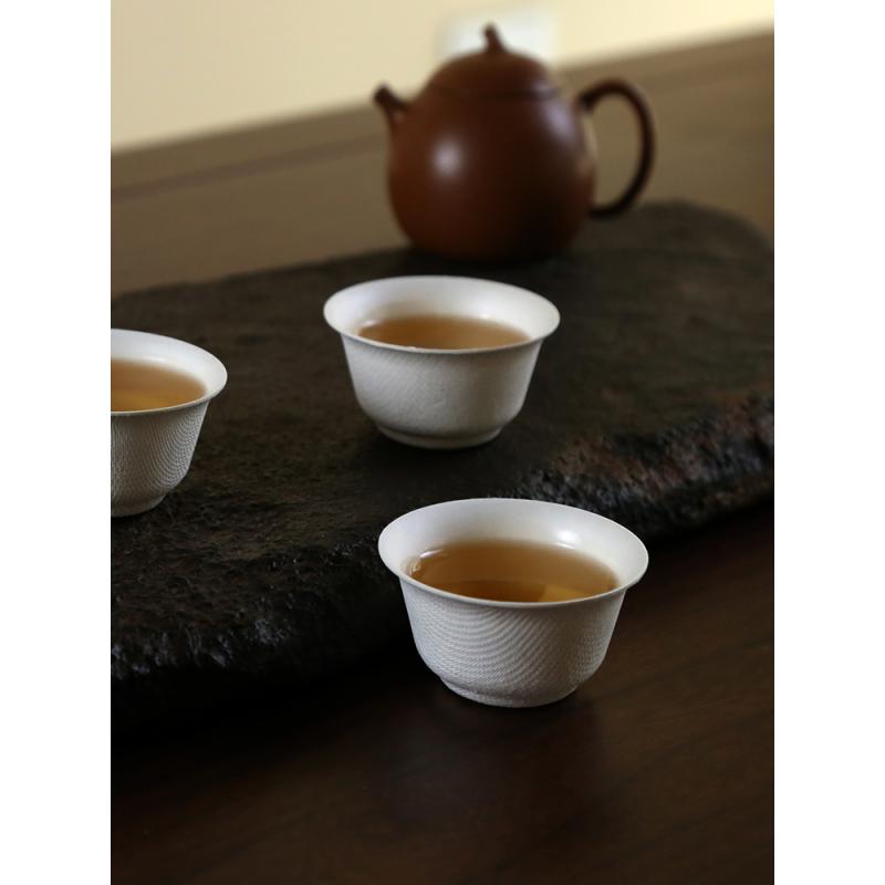 耐热一次性功夫茶杯60ml带收纳杯架稻壳品茗杯品茶招待喝茶杯高档 - 图1