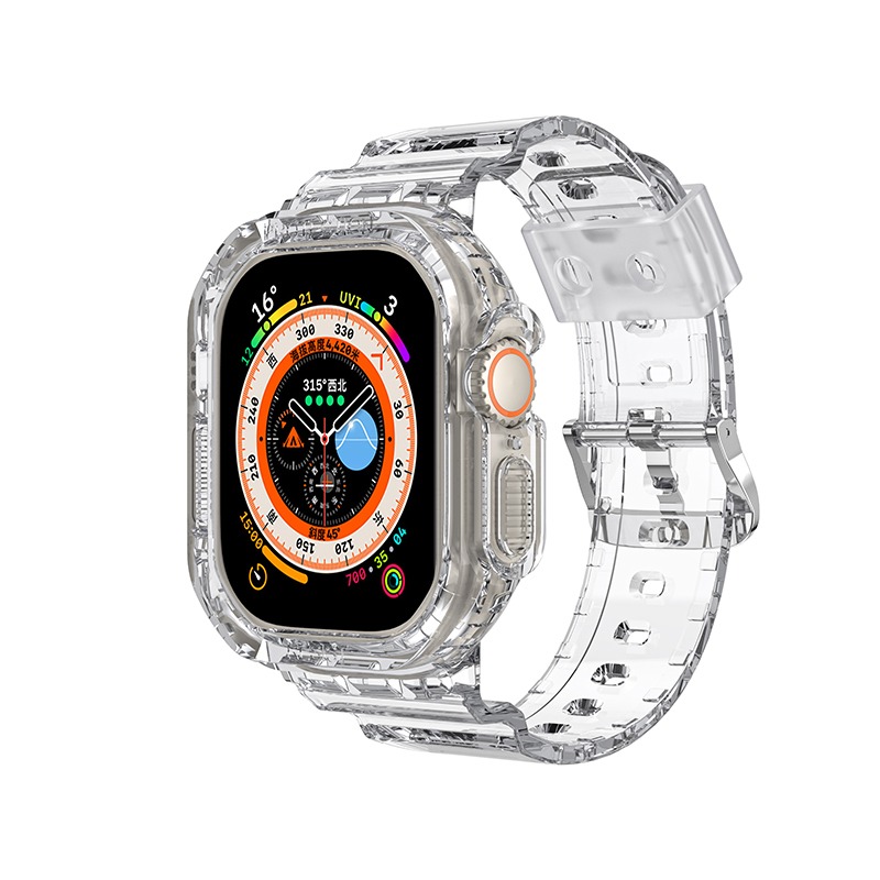 适用iwatch8苹果保护套一体冰川透明手表表带apple watch7/6/5/se/2/3/4代s7/s8硅胶壳运动潮牌男女款高级感-图3