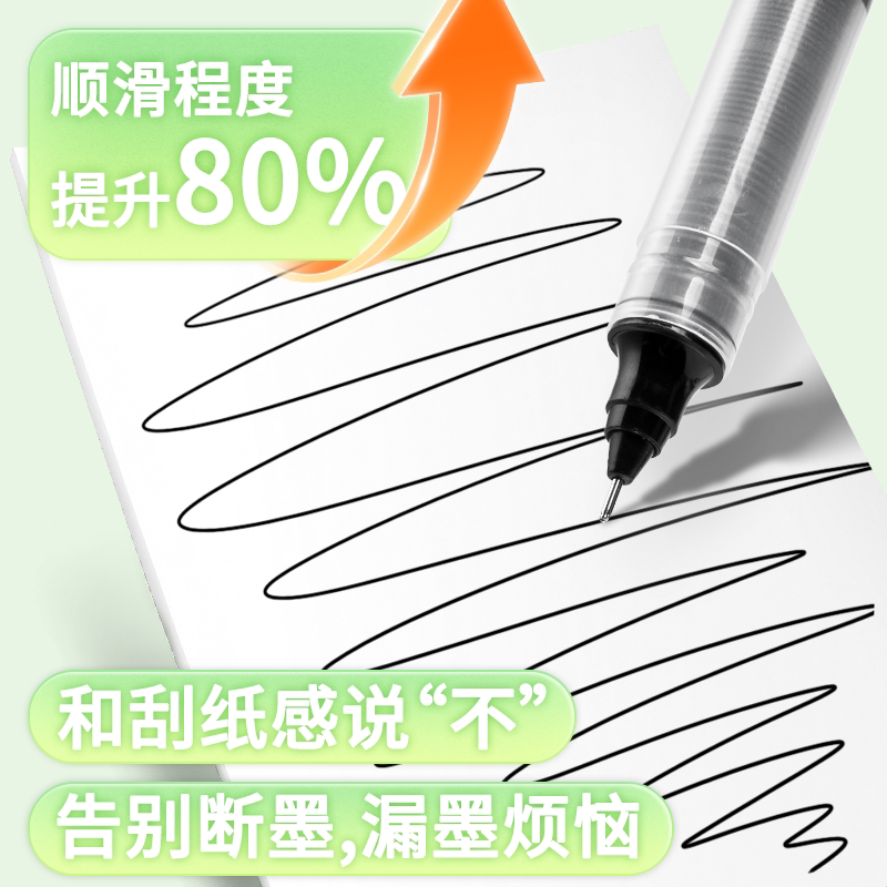 大容量速干直液式走珠笔学生刷题专用0.5mm全针管中性笔简约黑红蓝色水笔办公签字黑笔顺滑高颜值笔
