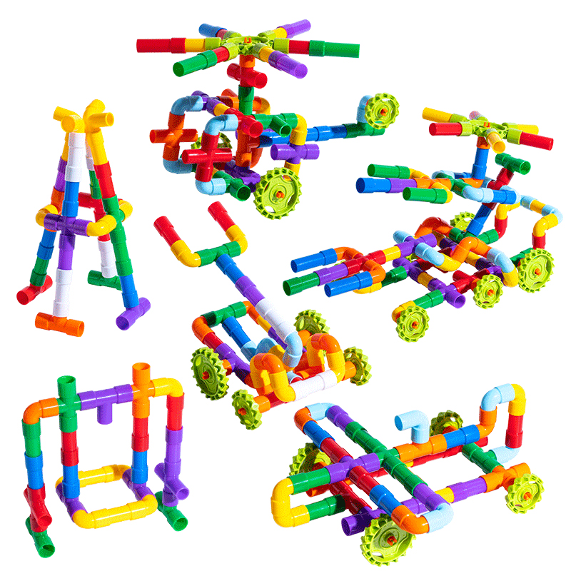 儿童水管道积木塑料玩具3-6周岁益智男女孩5-6岁宝宝拼装拼插早教