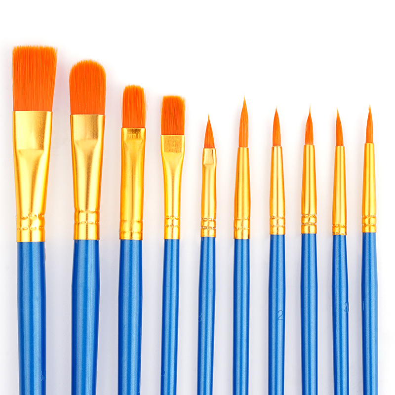 10支画笔套装水粉笔油画笔刷子丙烯画笔水彩画笔彩绘笔色彩笔颜料笔尼龙笔勾线笔水粉美术笔美术生专用平头笔 - 图0