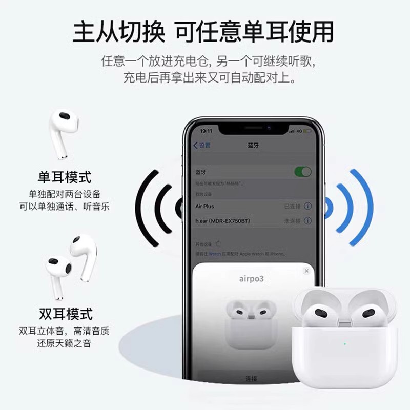 【官方七代】蓝牙耳机无线正品适用苹果iphone15pro7华强北14新款 - 图1