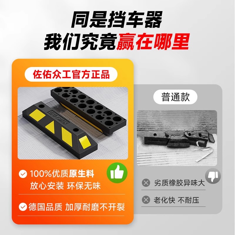 停车位挡车器橡塑车位限位器橡胶车位阻挡器阻车器汽车车库停车桩 - 图3