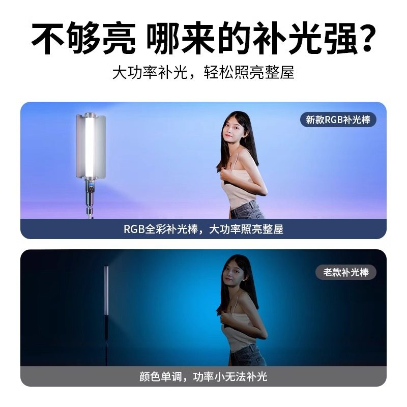 全新款】RGB摄影棒灯手持打光彩色全彩便携支架外拍视频直播美颜人像夜景氛围室内发丝下巴颈纹拍照拍摄补光,淘宝优惠券,粉丝福利购,淘宝优惠卷