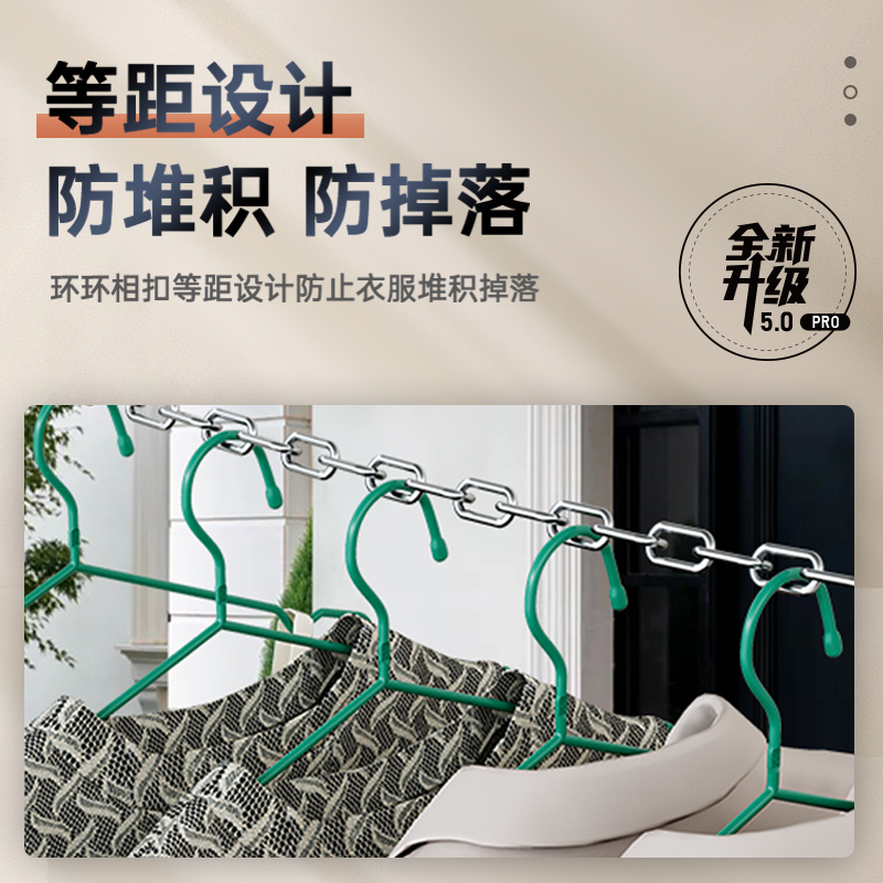 304不锈钢晾衣绳链条室外晒被子挂衣服凉衣链绳子钢丝绳防风加粗-图1