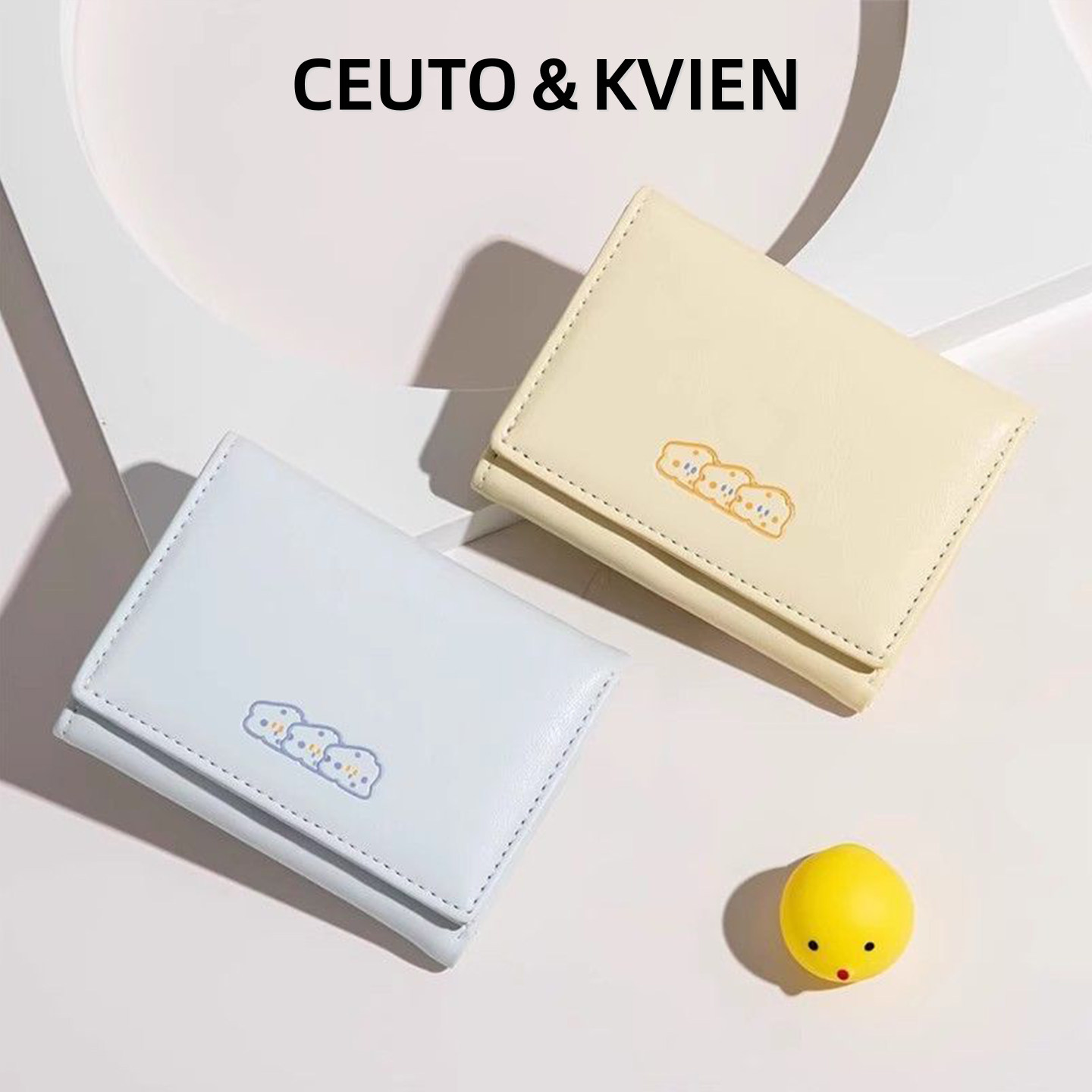 CEUTOKVIEN可爱甜美奶酪短款钱包女韩系简约三折一体多卡位卡包,淘宝优惠券,粉丝福利购,淘宝优惠卷