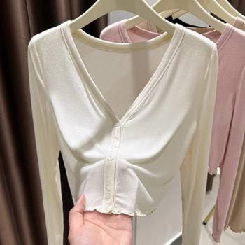 ເສື້ອກັນແດດ Modal cardigan ສໍາລັບແມ່ຍິງ, summer suspender skirt ບາງໆ, blouse, cheongsam, shawl, ເສື້ອປັບອາກາດ, ເຄື່ອງນຸ່ງຫົ່ມປ້ອງກັນແສງແດດ
