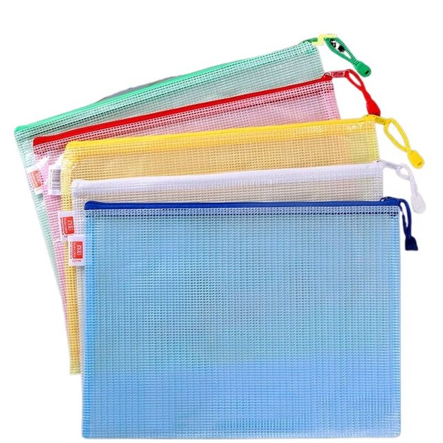 File bag Kraft paper thickened paper a4 transparent file bag snap zipper waterproof information bag a3 bid contract storage large large capacity super large office supplies grid durable classification