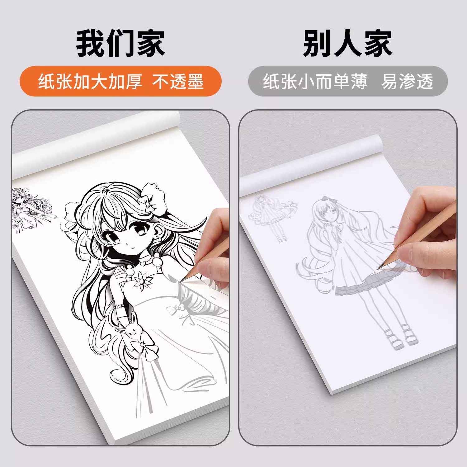 漫画入门儿童线稿手绘描摹本小学生美少女Q版古风素描绘画册4练习 - 图1