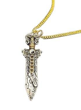 新款复古恶魔骷髅长武器模型吊坠骷髅羊头古项链