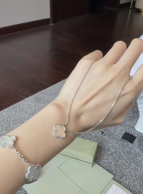 2025新款四叶草五花手链女轻奢18K玫瑰金手串黄金紫玉髓贝母熊猫