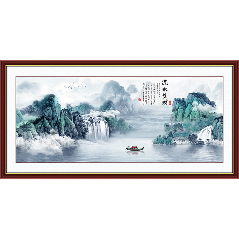 装饰画自粘墙贴客厅背景墙现代简约鸿运当头山水国画挂画壁画玄关