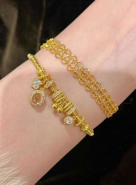 龙心同款金色盘绕手链新中式复古