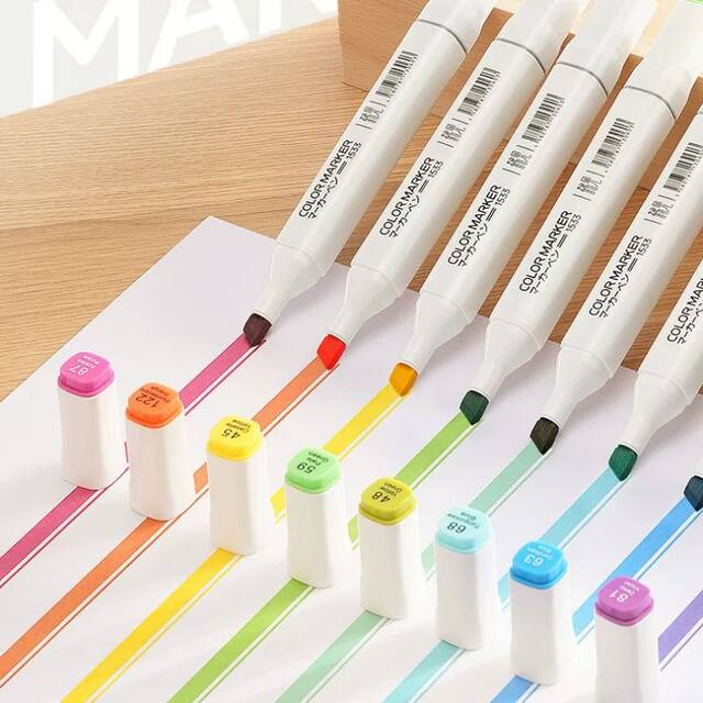 Japanese Tsurumi marker pen set ນັກຮຽນ art double-headed alcohol oily animation design quick-drying soft head 24 ສີ 48 ສີກັນນ້ໍາແບບໃຫມ່