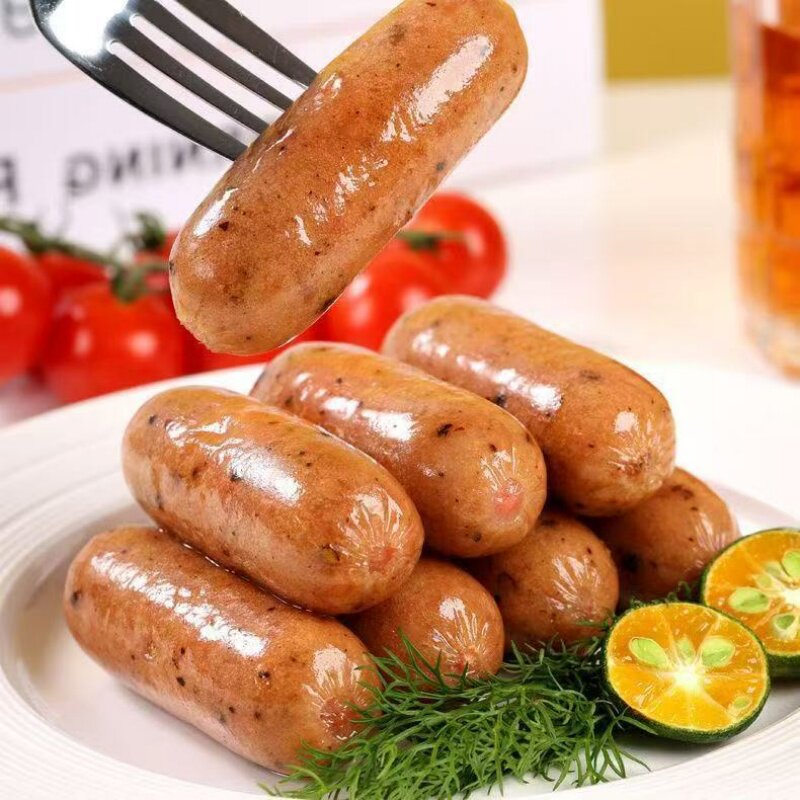 火山石烤肠黑儿童脆皮火腿香肠热狗胡椒速冻品速食早餐鸡肉爆汁