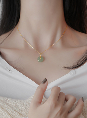 爆版925银项链女和田玉平安扣吊坠项饰女源头厂货银饰小批量批发