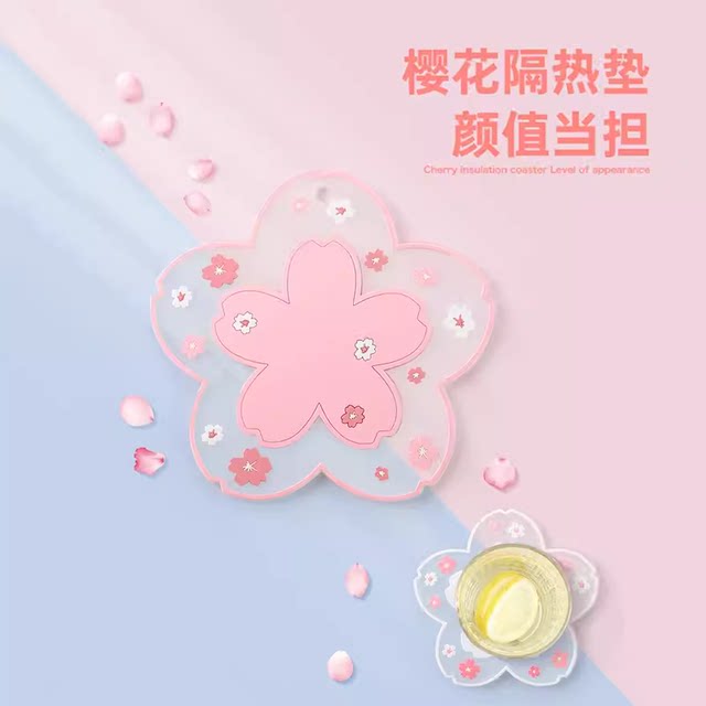Sakura Coasters Anti-slip Insulation Mat Kitchen and Restaurant Soft Glue Placemat Pot Cover Household Anti-scalding Dining Table Mat Bowl Mat
