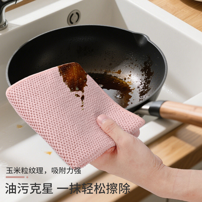 厨房专用吸水不易沾油掉毛洗碗布玉米粒抹布擦碗桌子百洁布 - 图0