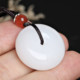 Xinjiang white jade peace buckle jade pendant gold silk jade men's and women's jade necklace Xinjiang jade pendant