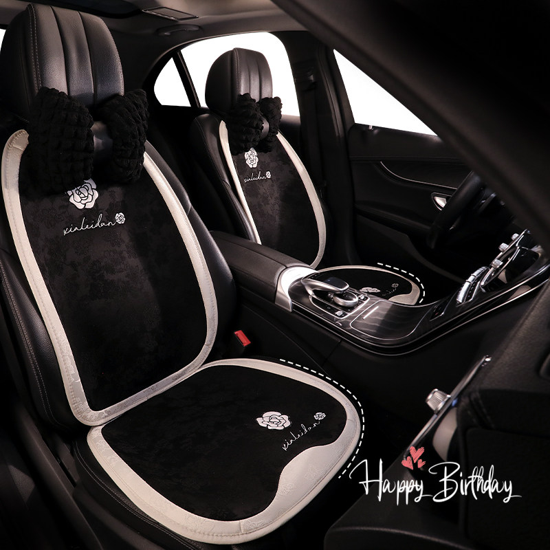 山茶花女神款汽车坐垫四季通用高级感网红轻奢国风座椅套半包座垫,淘宝优惠券,粉丝福利购,淘宝优惠卷
