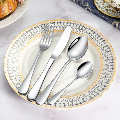 酒店专用西餐餐具牛排刀叉三件套不锈钢叉子勺子套装家用汤勺调羹 - 图2