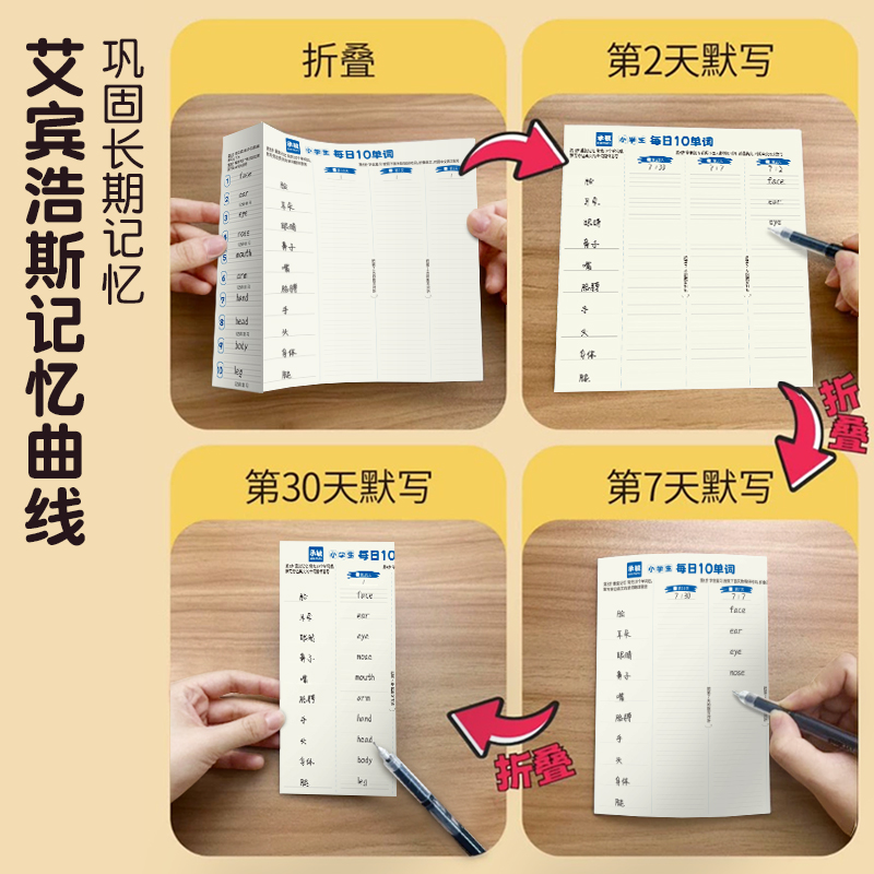 每日10词初中单词速记本艾宾浩斯记忆曲线默写纸小学高效送pep记单词本英文记生词考研背单词记录本大学学习-图1