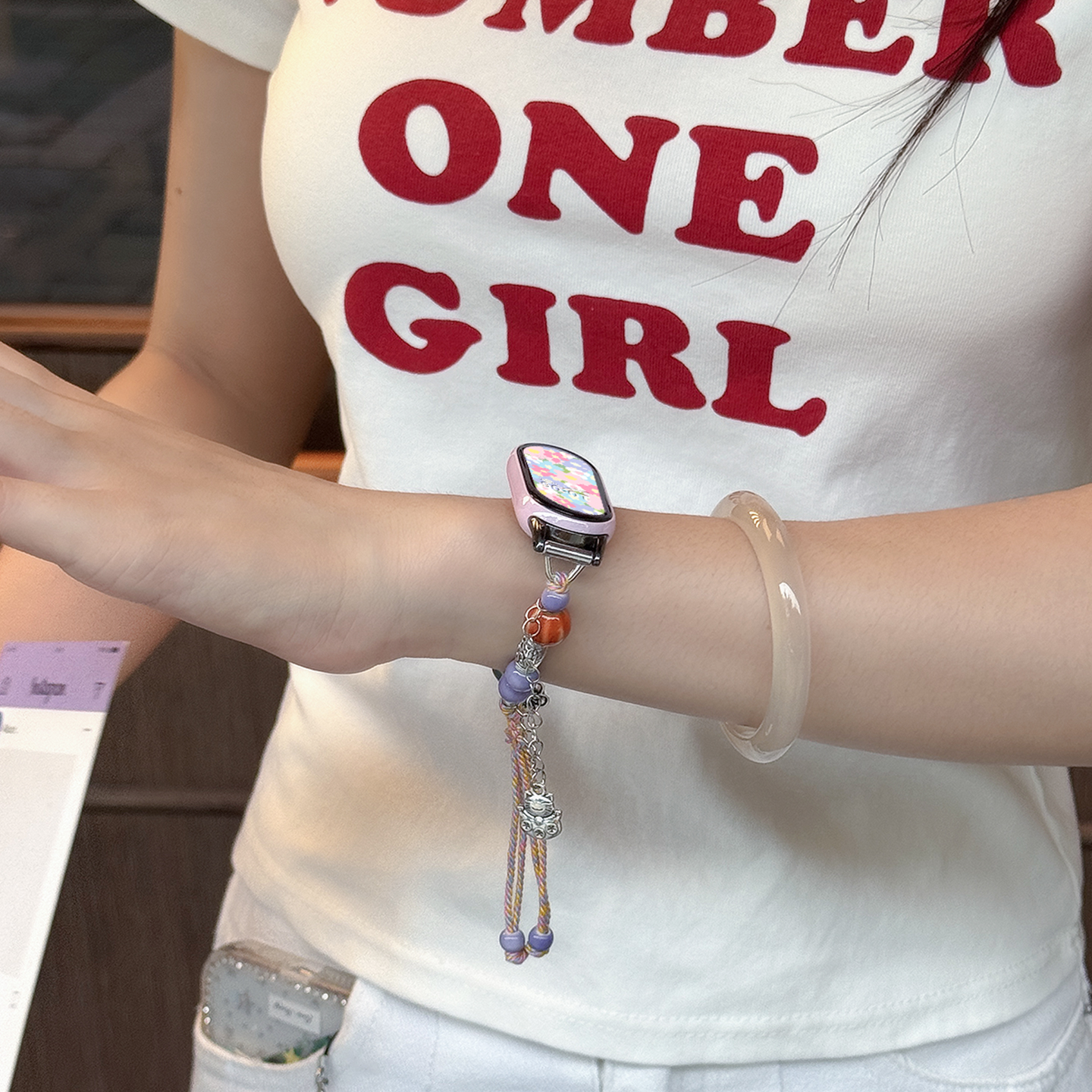 适用小米手环10表带多巴胺9/8花朵串珠夏日陶瓷招财猫绳手链10陶瓷版智能运动八九十代通用NFC小众高级感 - 图1