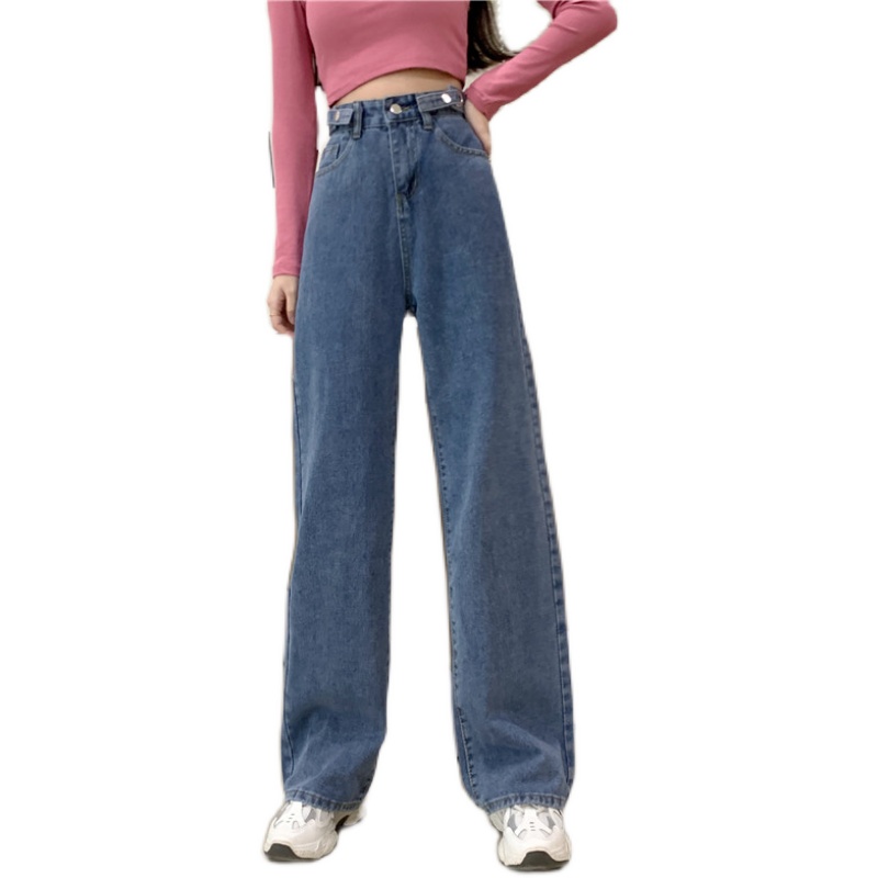 新款松紧腰阔腿女复古韩版裤牛仔裤 天天特卖工厂店牛仔裤