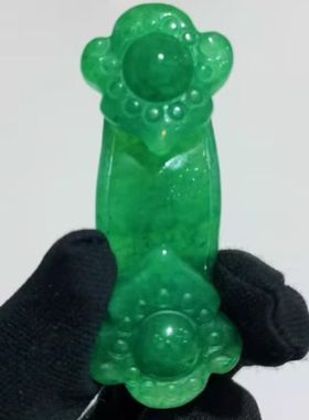 东陵玉如意摆件绿色玉石手持家居装饰开业礼品办公室