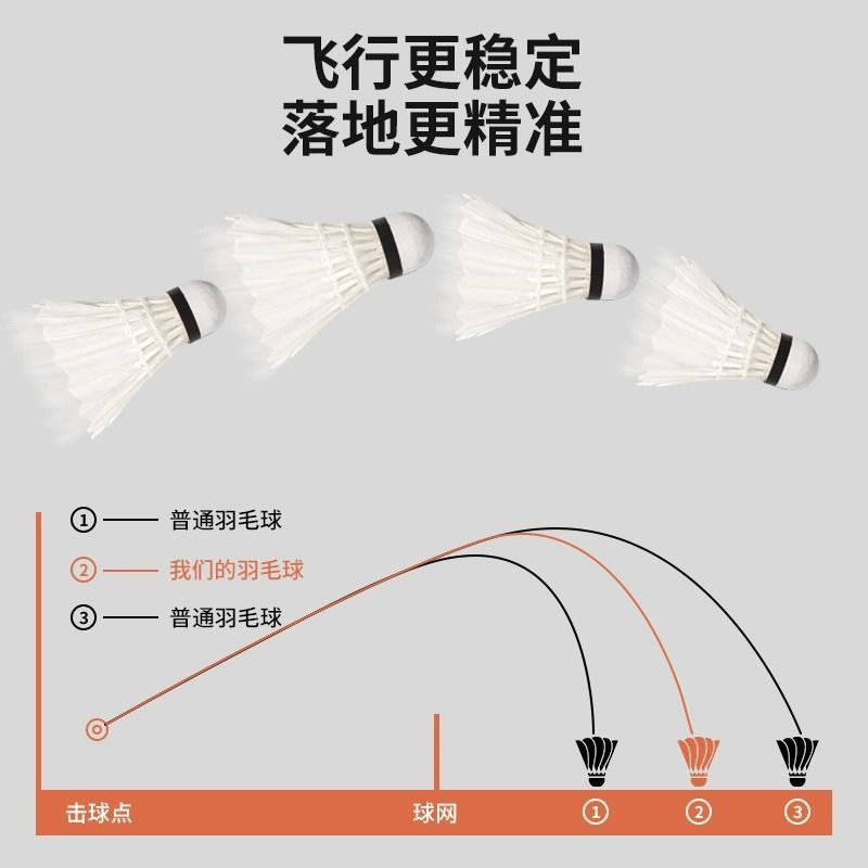 羽毛球正品耐打官方旗舰店12只装鹅毛专业比赛专用防风训练球尼龙 - 图2