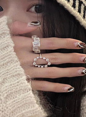 超精致!椭圆戒指叠戴韩系中古轻奢高级vintage复古指环