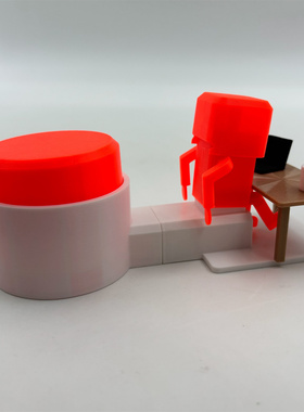 3D打印愤怒打工人掀翻桌子模型手办摆件解压创意一键弹射玩具礼物