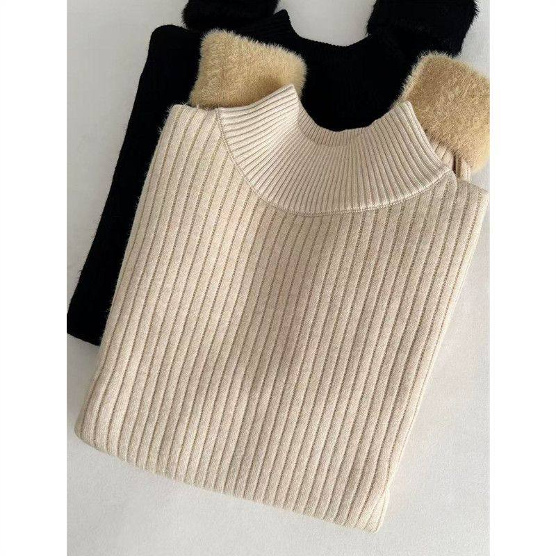 秋冬季大码内搭加厚绒半高领毛衣女新款加绒打底衫针织上衣遮肚,淘宝优惠券,粉丝福利购,淘宝优惠卷
