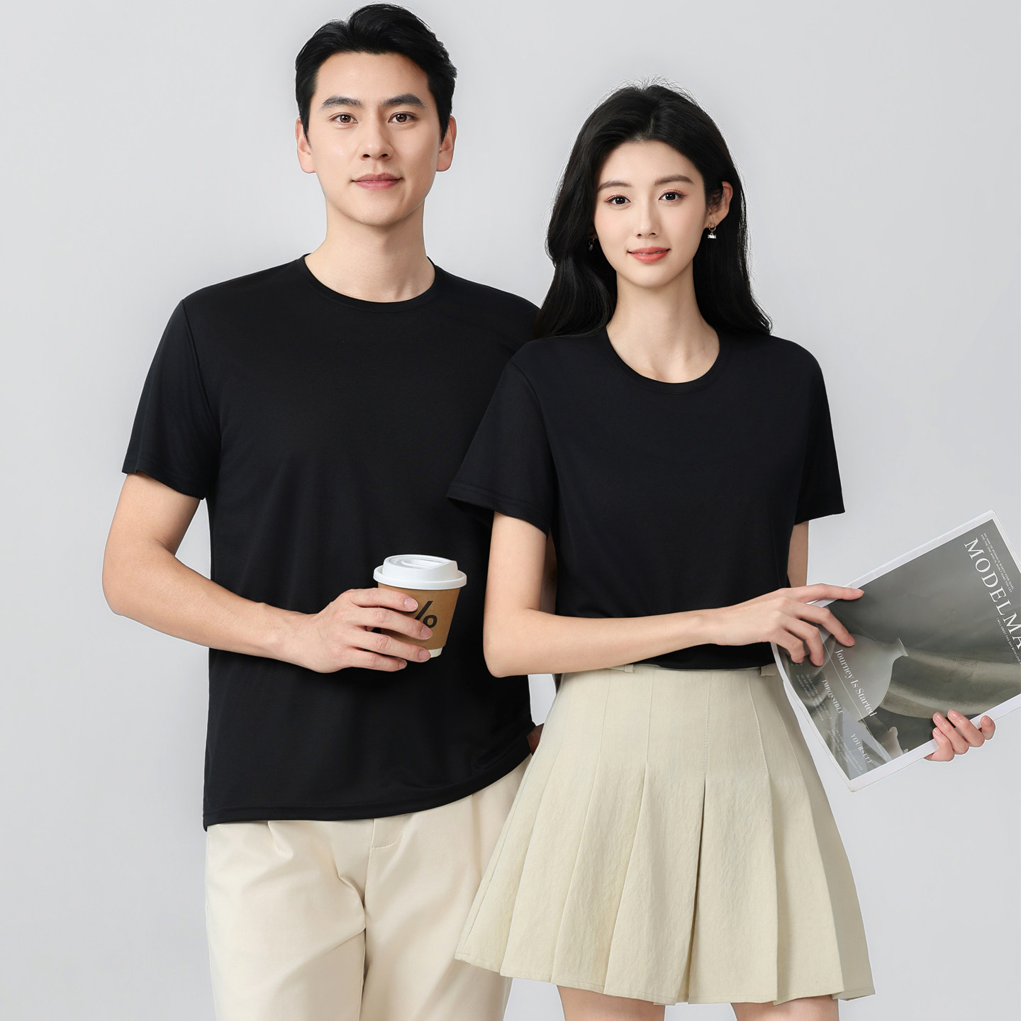 速干冰丝圆领短袖T恤文化衫透气5A抗菌半袖纯色亲肤上衣健身薄款