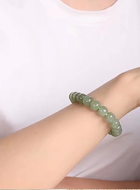 爆款和田玉同款玉石手链珠串晴水老型珠手串男女款手链碧玉珠宝
