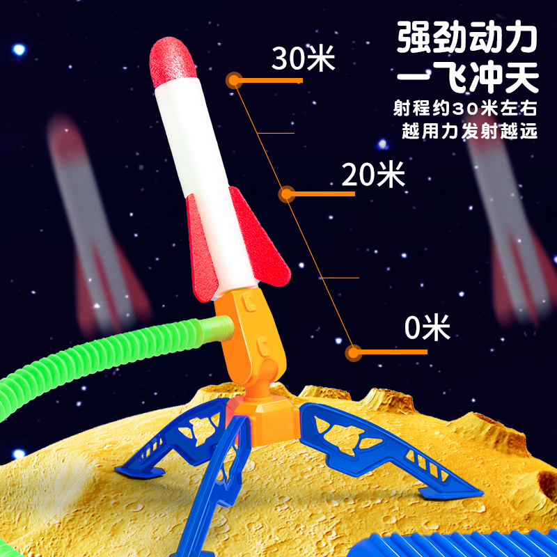 儿童脚踩冲天火箭小玩具户外男孩发射器夜发光飞天炮公园弹射 - 图0