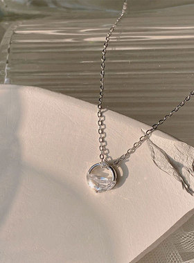 配饰925纯银一汪清泉项链夏季女高级感饰品小众个性冷淡风锁骨链