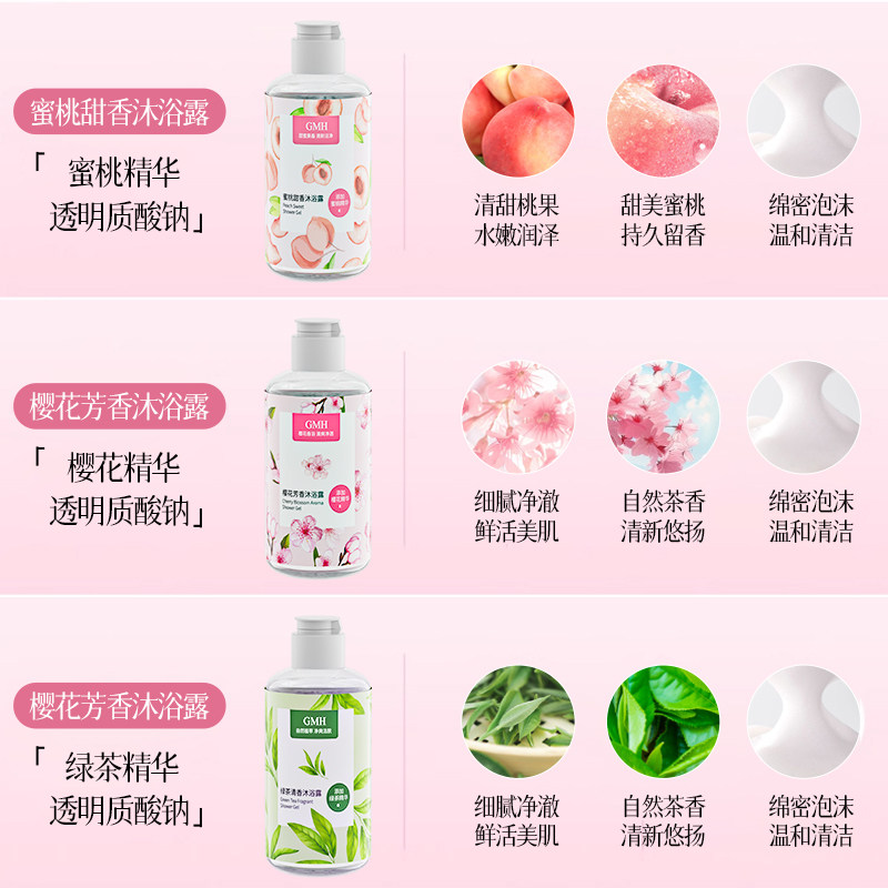 GMH樱花芳香沐浴露水润温和清洁泡沫绵密香氛轻柔润净