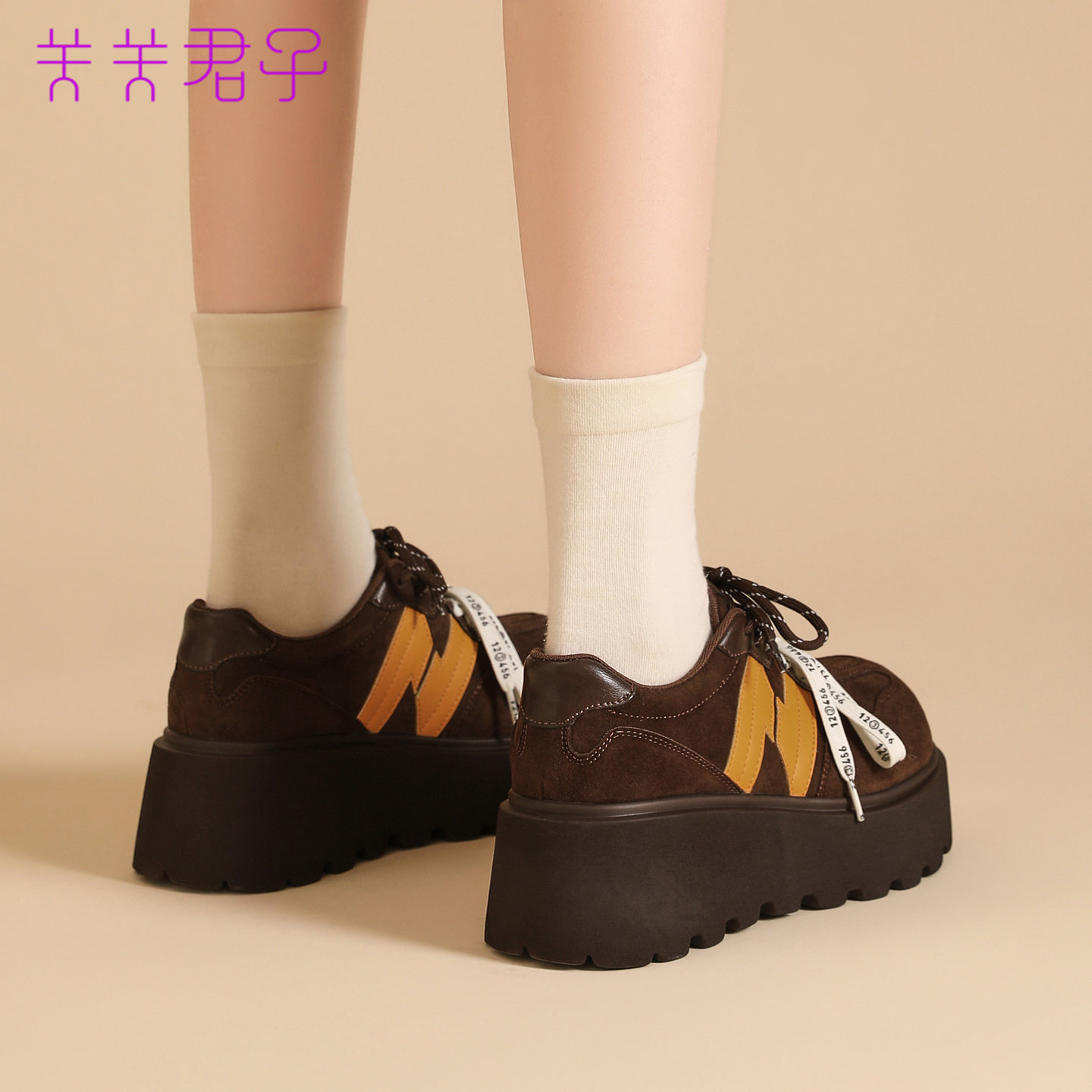 圆头勃肯鞋女2026春季新款真皮复古小个子增高厚底单鞋休闲松糕鞋,淘宝优惠券,粉丝福利购,淘宝优惠卷