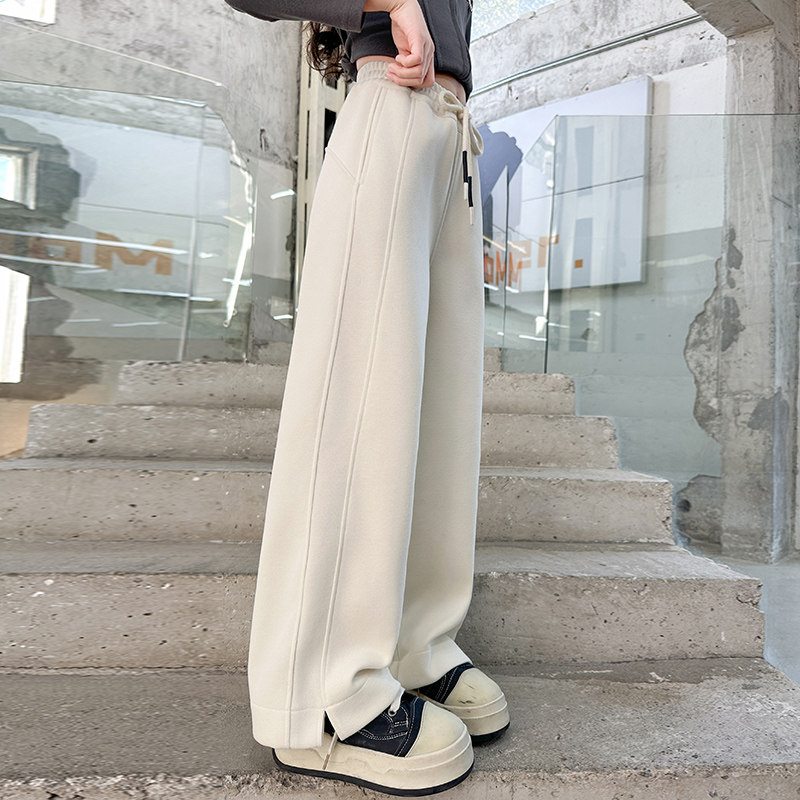 女童加绒卫裤秋冬季阔腿裤2025新款儿童一体绒裤子大童女孩运动裤,淘宝优惠券,粉丝福利购,淘宝优惠卷