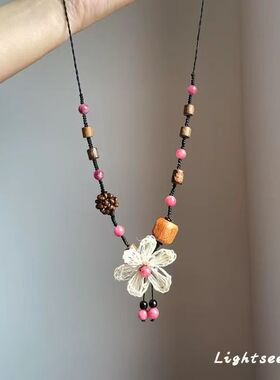 胭脂粉花朵项链|153人收藏
