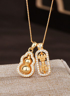 通体S925纯银葫芦金刚杵项链女生新中式可转动高级感爆款