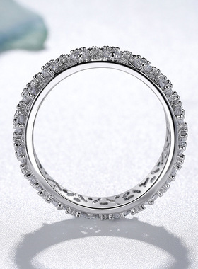 JZ304女款群镶整圈仿真钻满天星网红银戒指 巴黎时尚女神蹦迪钻戒